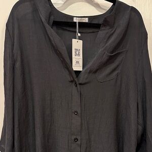 Resort Wear! Black Sheer Button-Up Bathing Suit Cover